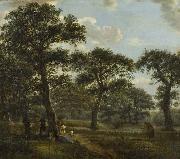 Jan van der Heyden, Figures Resting and Promenading in an Oak Forest